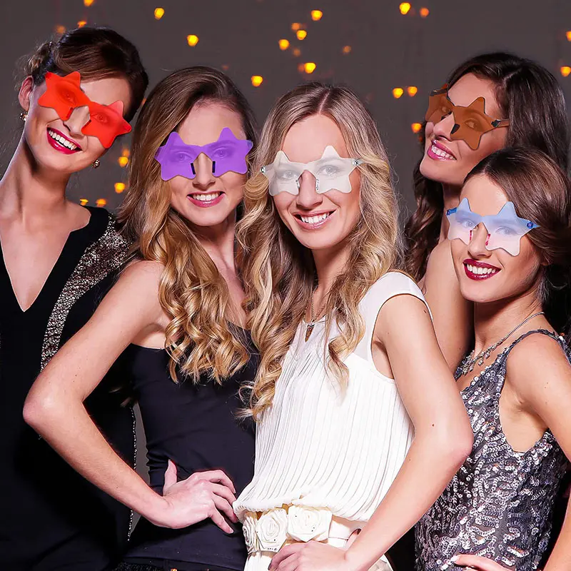 12-48Pcs Star Party Sunglasses Wedding Favors for Guests Star Shaped Rimless Sunglasses Tinted Eyewear Bachelorette Sunglasses