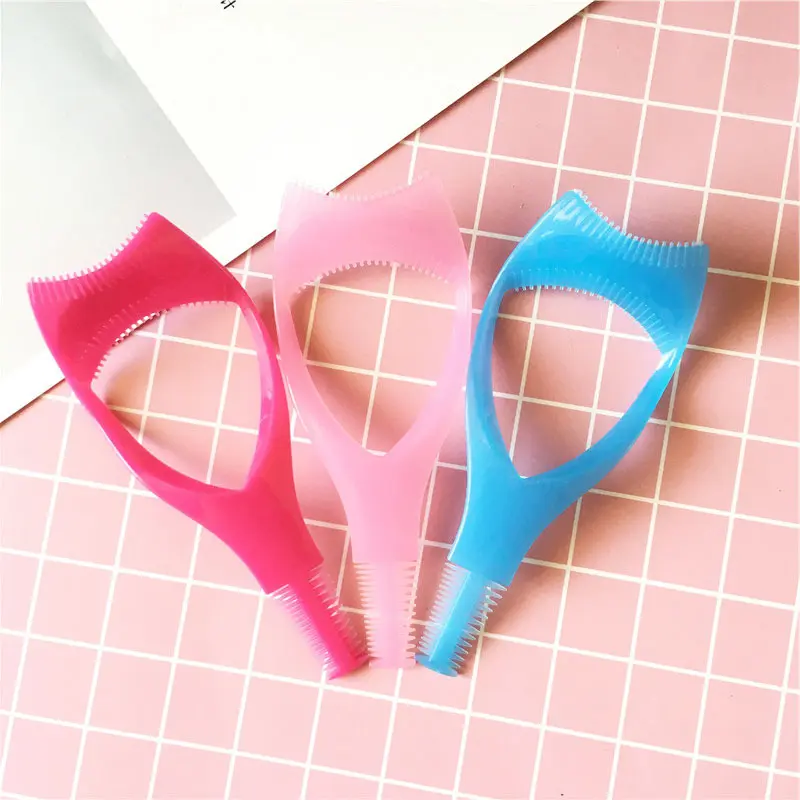 Handy Eyelash Aid Clip Pink Eye Makeup Aid Tool Y Shape Silicone Mascara Applicator Shield Multifunctional Silicone Eyeliner Mak