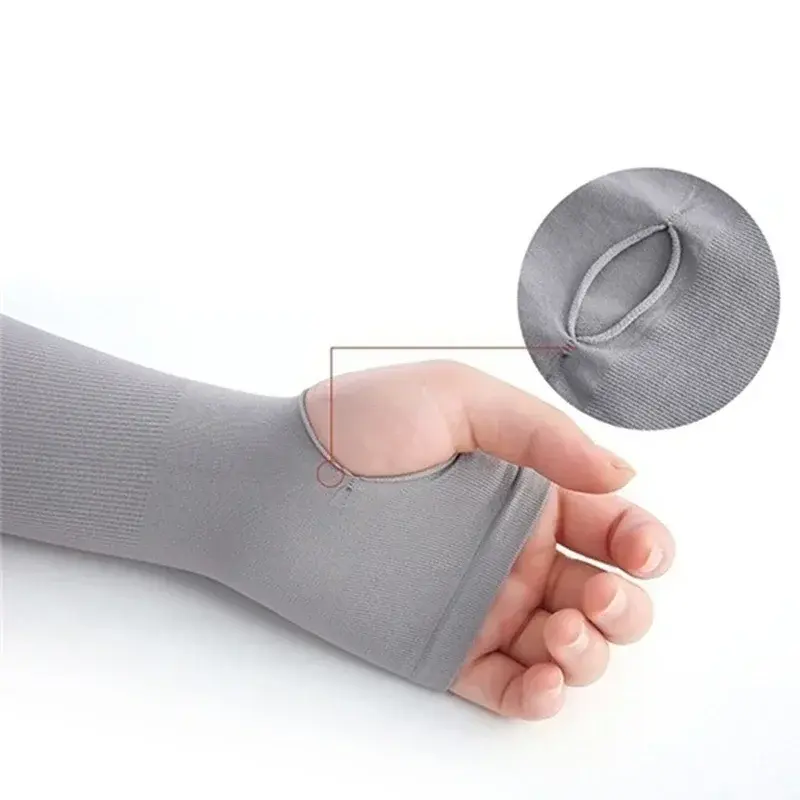 Ice Silk Sleeve Sunscreen Cuff Arm Sleeves Uv Sun Sunburn Protect Anti-Slip Summer UPF50 Gloves Outdoor Support Running Fishin