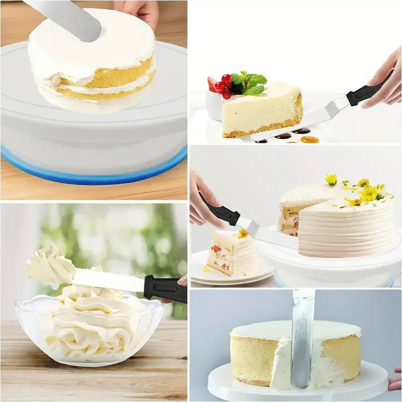 24-Piece Cake Decorating Set- Non-Slip Turntable with 12 Piping Tips,Scrapers&Tools for Professional Baking Tools Piping Nozzles