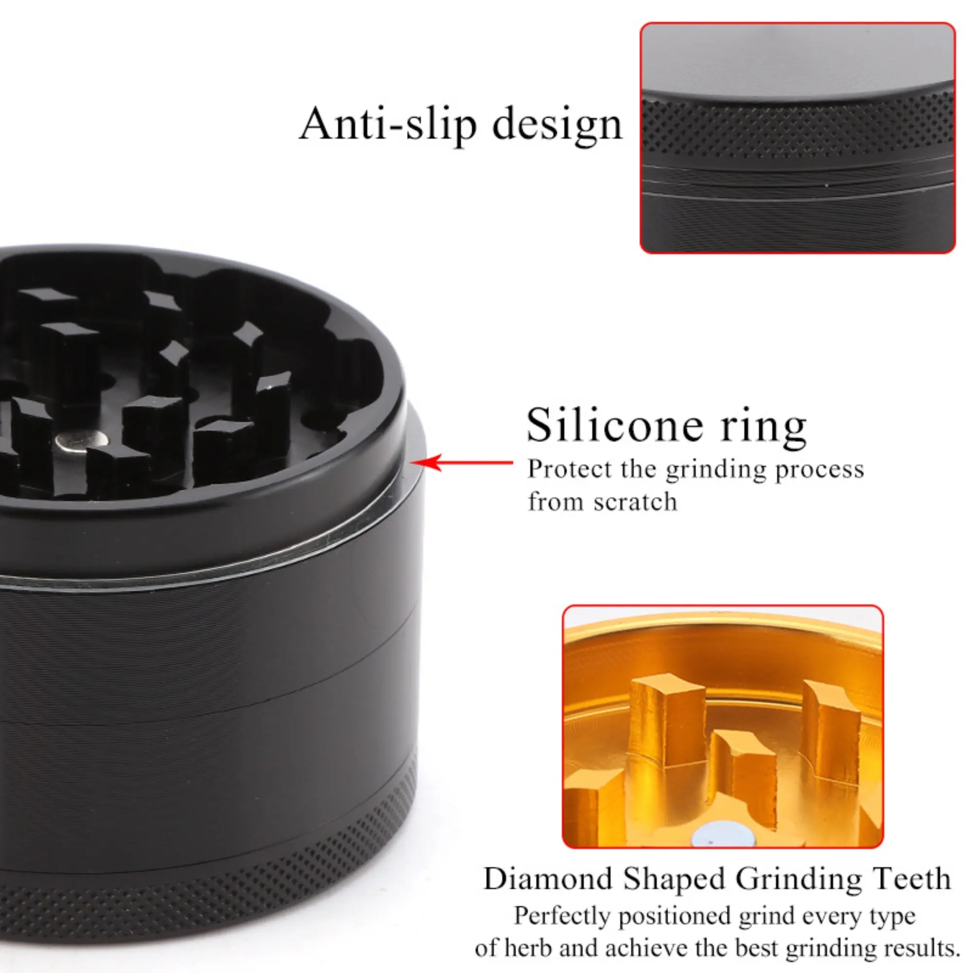 Four layer flat plate 63MM aluminum alloy smoke grinder