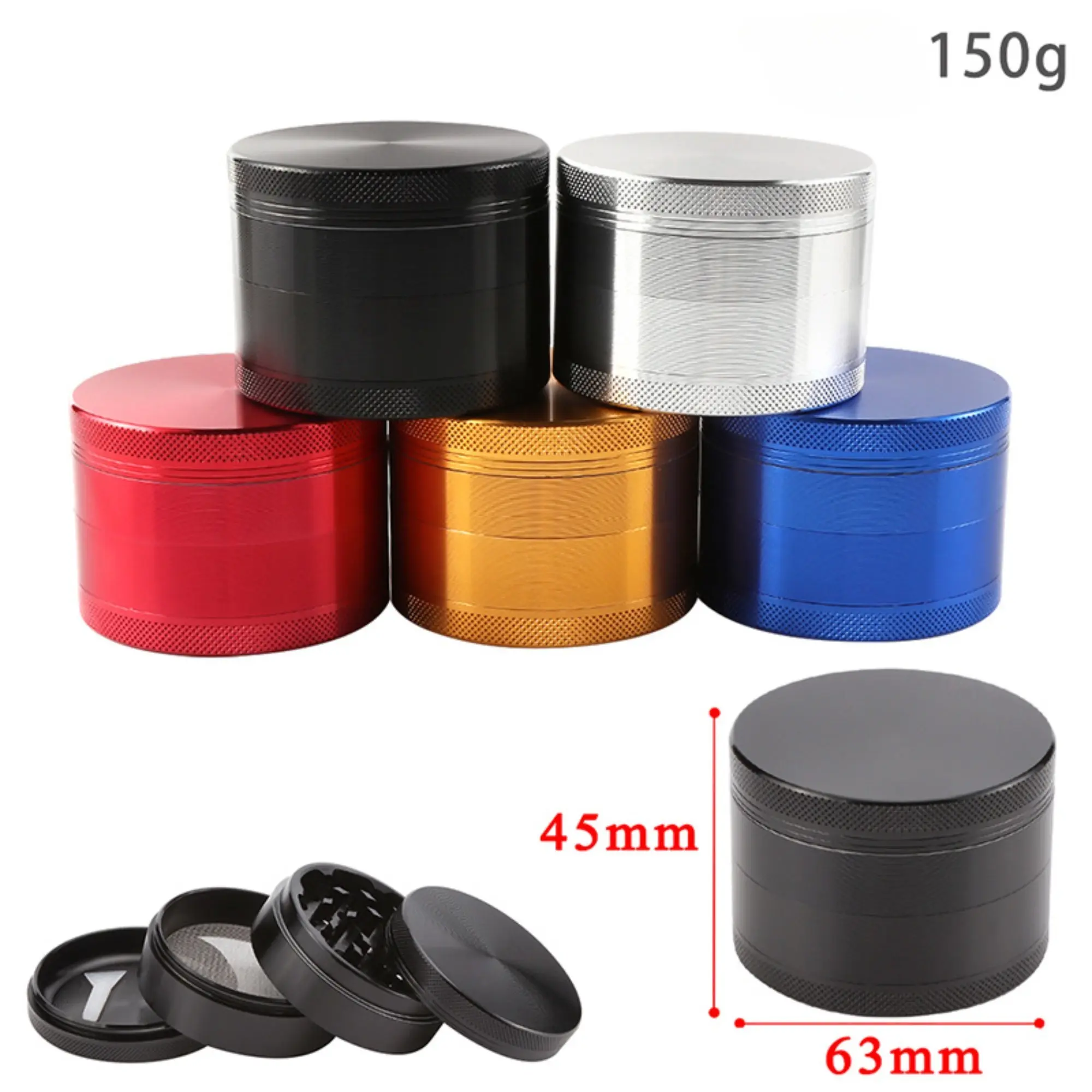 Four layer flat plate 63MM aluminum alloy smoke grinder