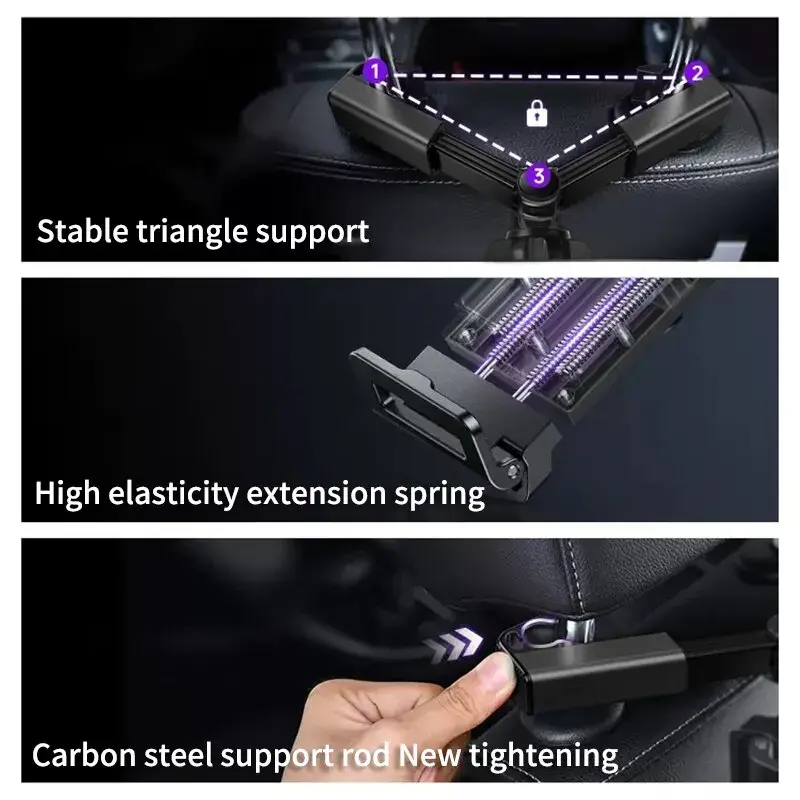 Telescopic Car Phone Holder for Rear Row Tablet Holder Anti Shake Tablet Mount Universal Auto Phone Stand for 4-12.9 Inch iPad