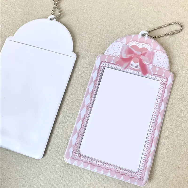 1pc Cute PVC Lace Bow Card Holder Protector Mini Photo Album Bowknot Idol Decorative Student Stationery Credit ID Card Holder