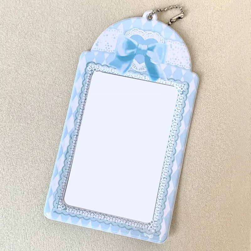 1pc Cute PVC Lace Bow Card Holder Protector Mini Photo Album Bowknot Idol Decorative Student Stationery Credit ID Card Holder