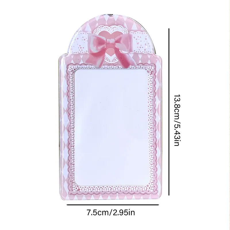 1pc Cute PVC Lace Bow Card Holder Protector Mini Photo Album Bowknot Idol Decorative Student Stationery Credit ID Card Holder