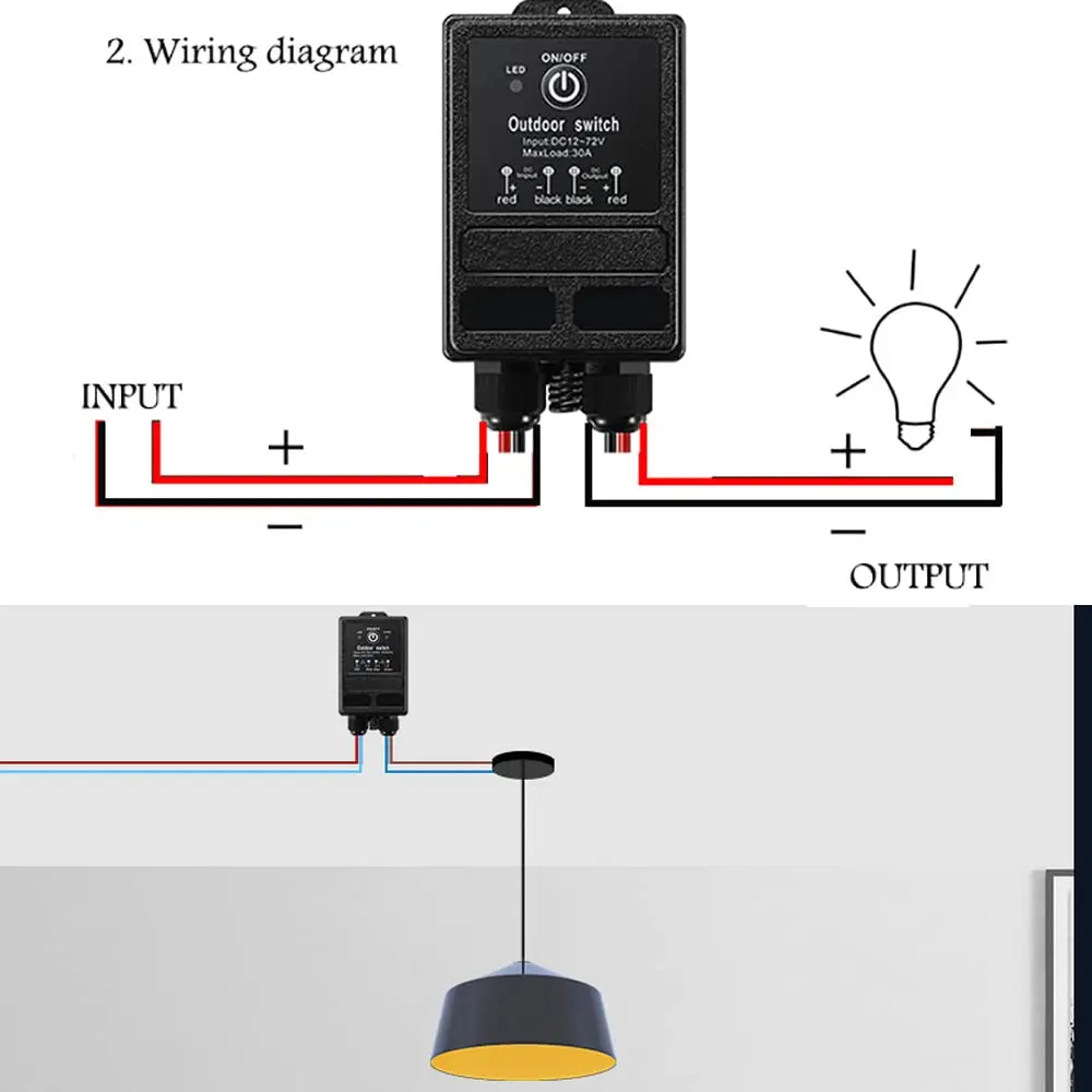 Wireless Remote Switch,2 Channel Waterproof Remote Control Switch,433Mhz Transmitter with Receiver Use for Electric Doors Lights