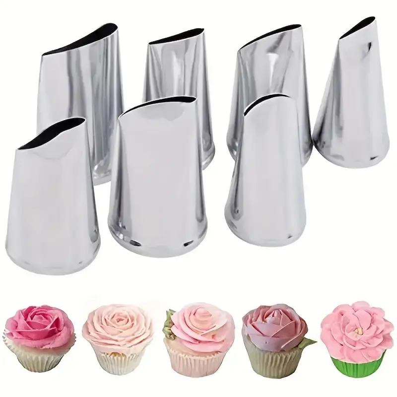 7pcs Cake Decorating Tips Set Cream Sugar Pipe Fondant Rose Nozzle Pastry Tools Fondant Decorating Tools Supplies DIY Baking Kit