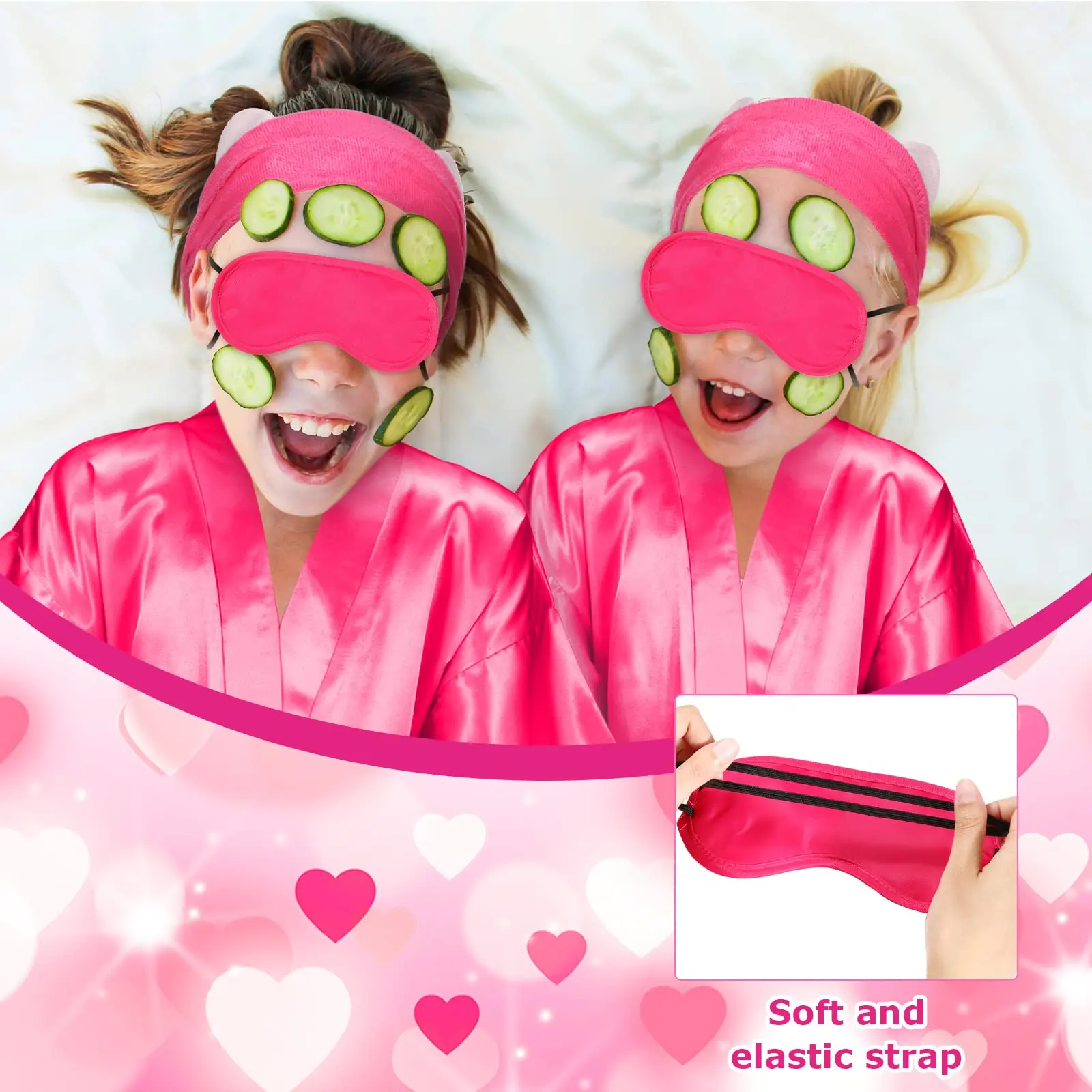 5/10 Set Spa Party Robe Kimono Girl Bathrobe Satin Silk Birthday Slumbers Disposable Child Party Favors with Headband/Blindfold