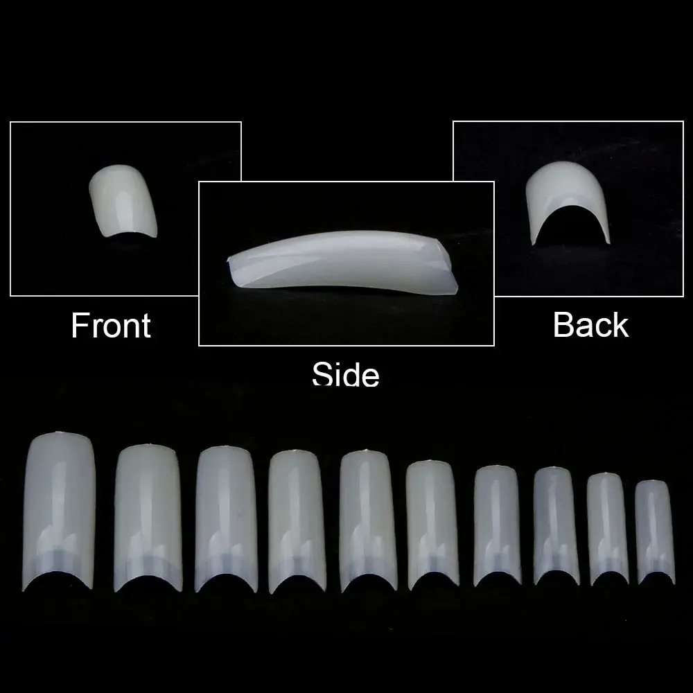 500pcs/Box Artificial Nail Tips Full Cover Nails Colored Nail Tips Acrylic Transparent Nail Capsules French Manicure False Nails