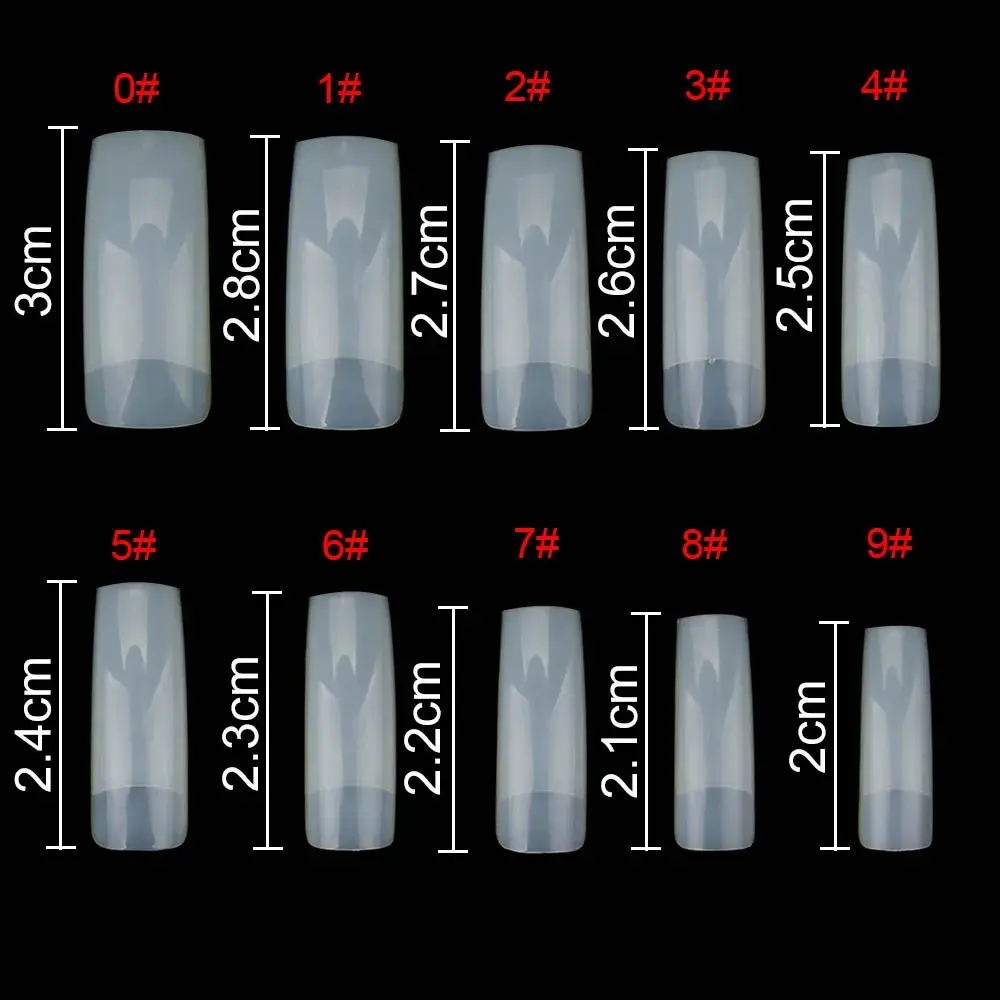 500pcs/Box Artificial Nail Tips Full Cover Nails Colored Nail Tips Acrylic Transparent Nail Capsules French Manicure False Nails