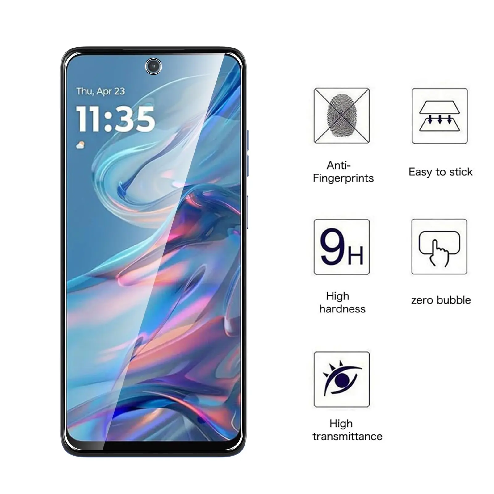 Screen Protector For Moto G55 5G Motorola 6.49 inch, Tempered Glass HD Crystal  mica 9H Anti Scratch Case Friendly