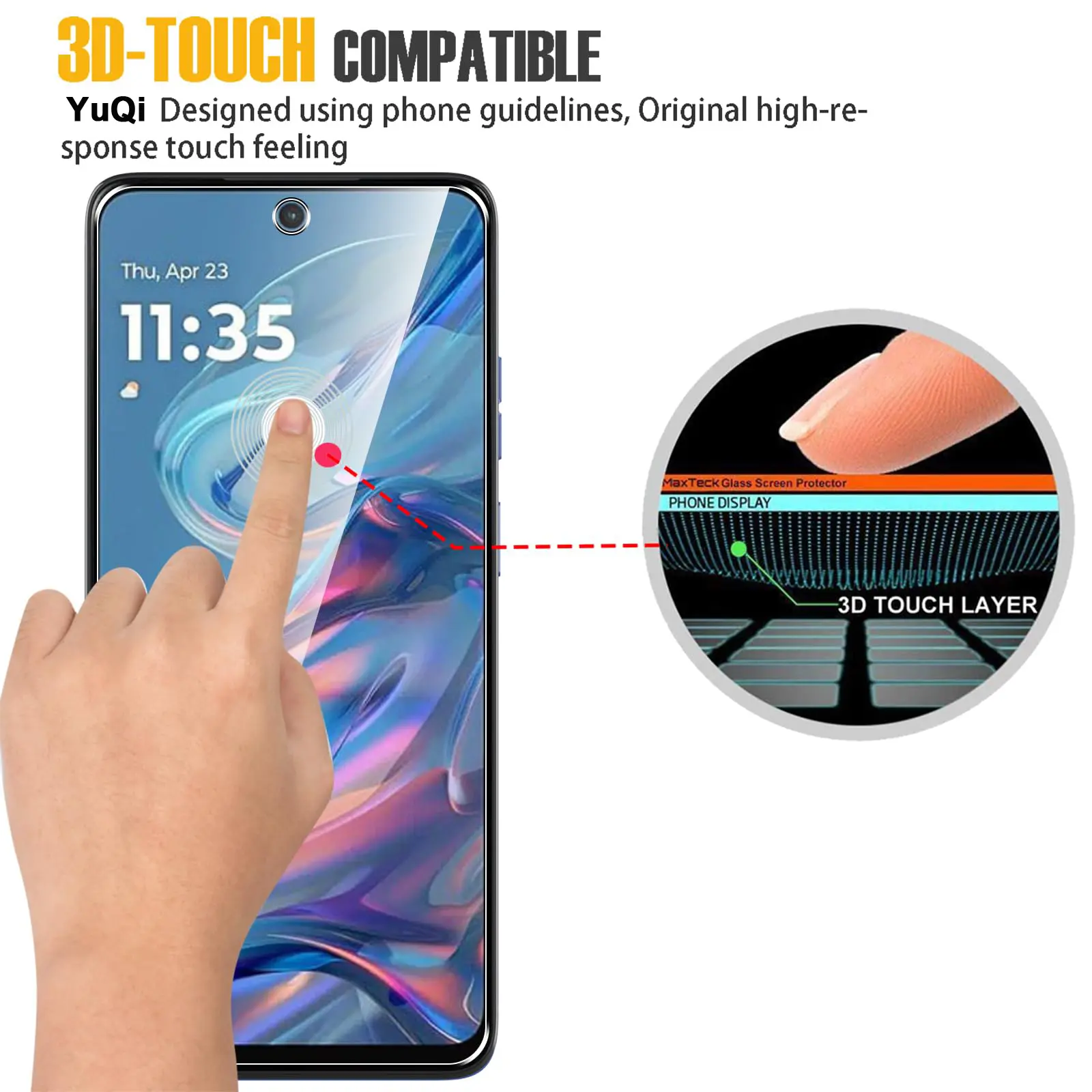 Screen Protector For Moto G55 5G Motorola 6.49 inch, Tempered Glass HD Crystal  mica 9H Anti Scratch Case Friendly