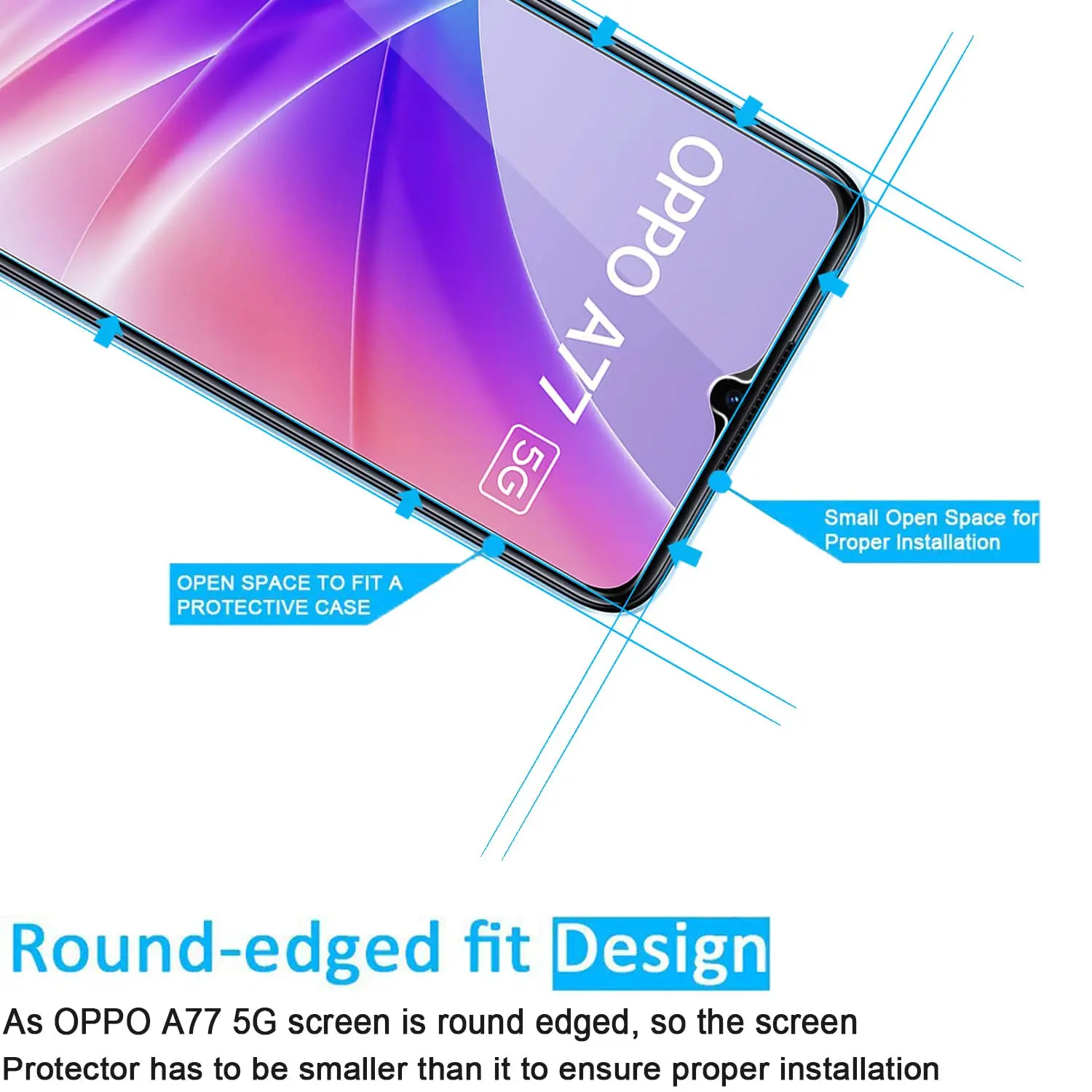 Screen Protector For OPPO A77 5G Tempered Glass  9H HD High Aluminum Clear Transparent Case Friendly