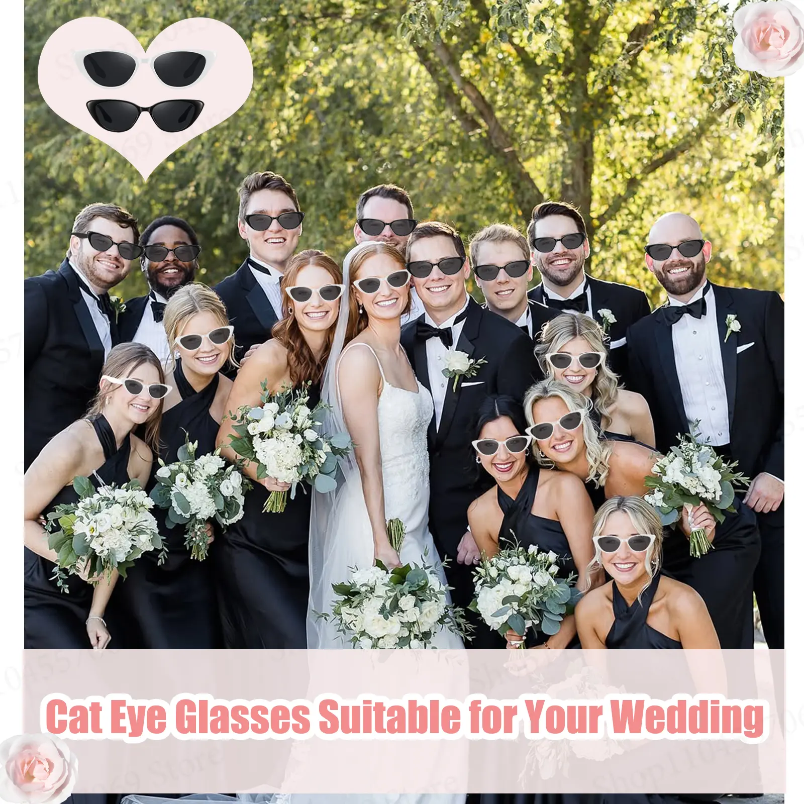24-120Pcs Wedding Cat Eye Sunglasses Mixed Color Party Sunglasses Vintage Sunglasses for Bachelorette Party Favors for Guests