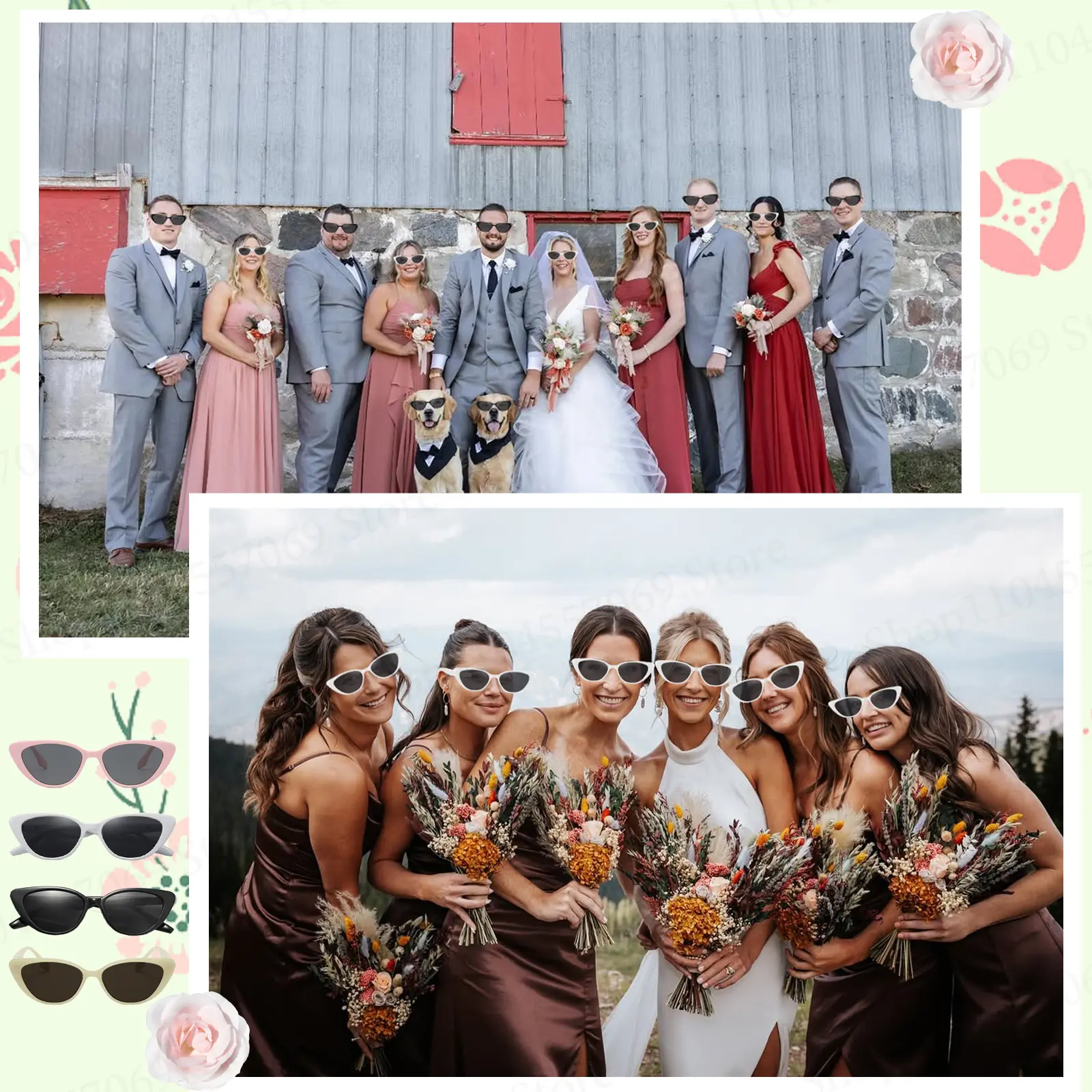 24-120Pcs Wedding Cat Eye Sunglasses Mixed Color Party Sunglasses Vintage Sunglasses for Bachelorette Party Favors for Guests