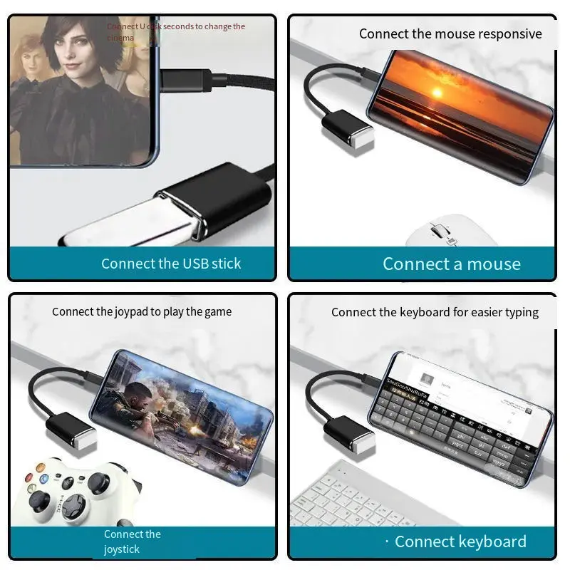 OTG Data Cable Type C Micro Android Male To USB -A Female Extension Adapter Connector For Mobile Phone PC MacBook Pro Converter