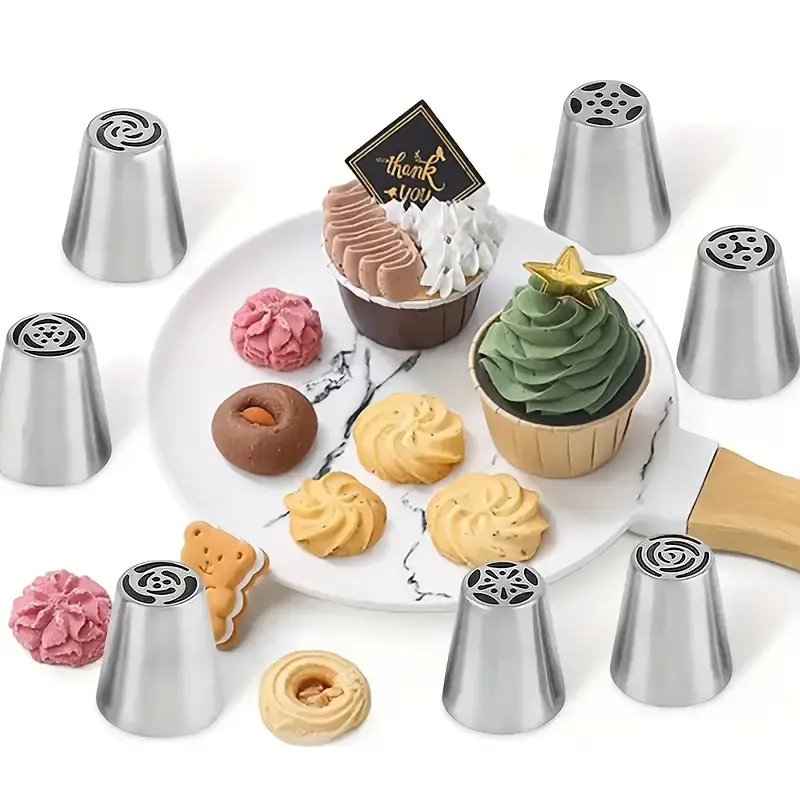 13PCS Russian Piping Tips Set Cake Decorating Kit- 7 Flower Nozzles,EVA Bag & Tools - for DIY Cake Puff Decoration Baking Tools