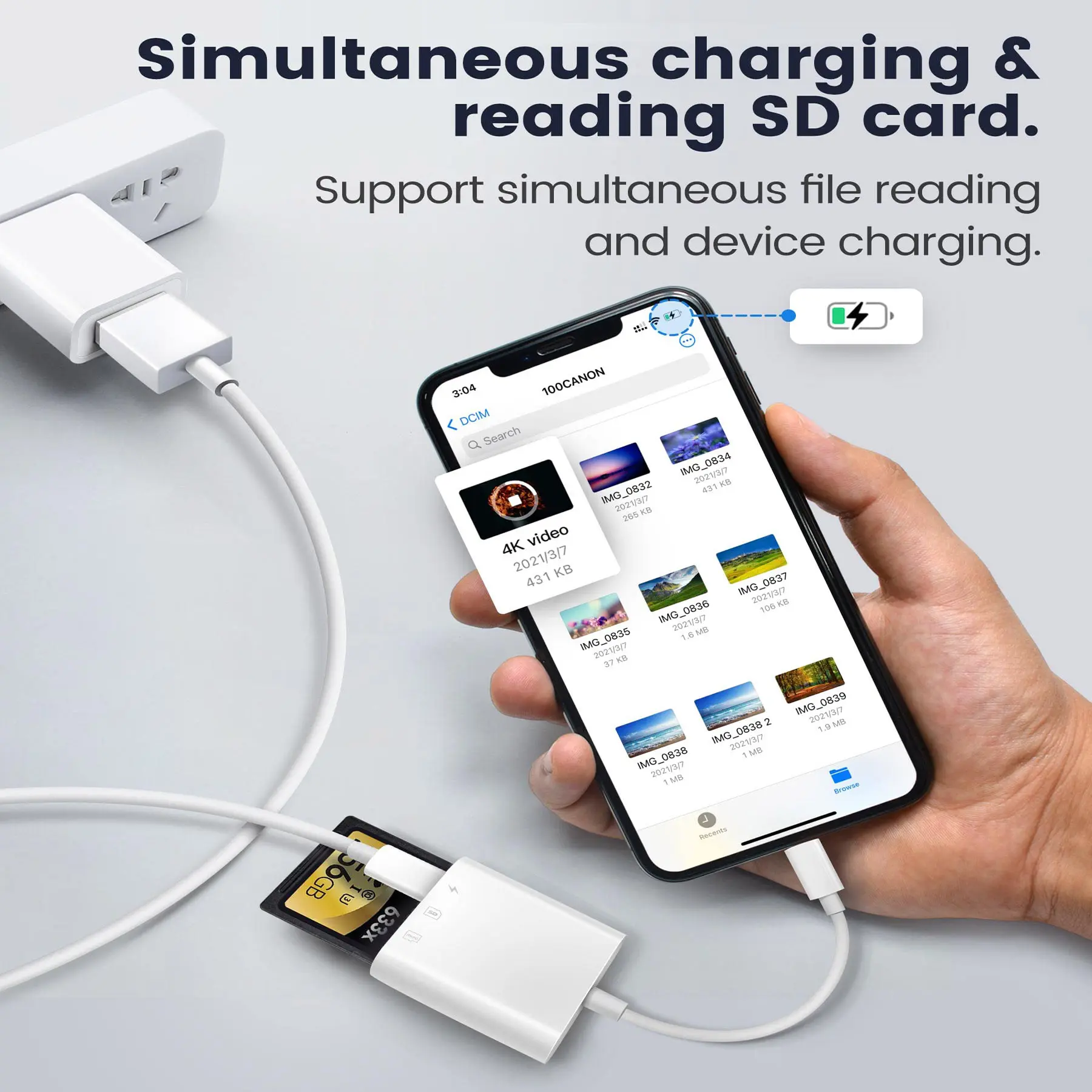 SD Card Reader For iPhone iPad,Oyuiasle Trail Game Camera Type-C TF CF SD Card Reader OTG Writer Photography Memory Card Adapter