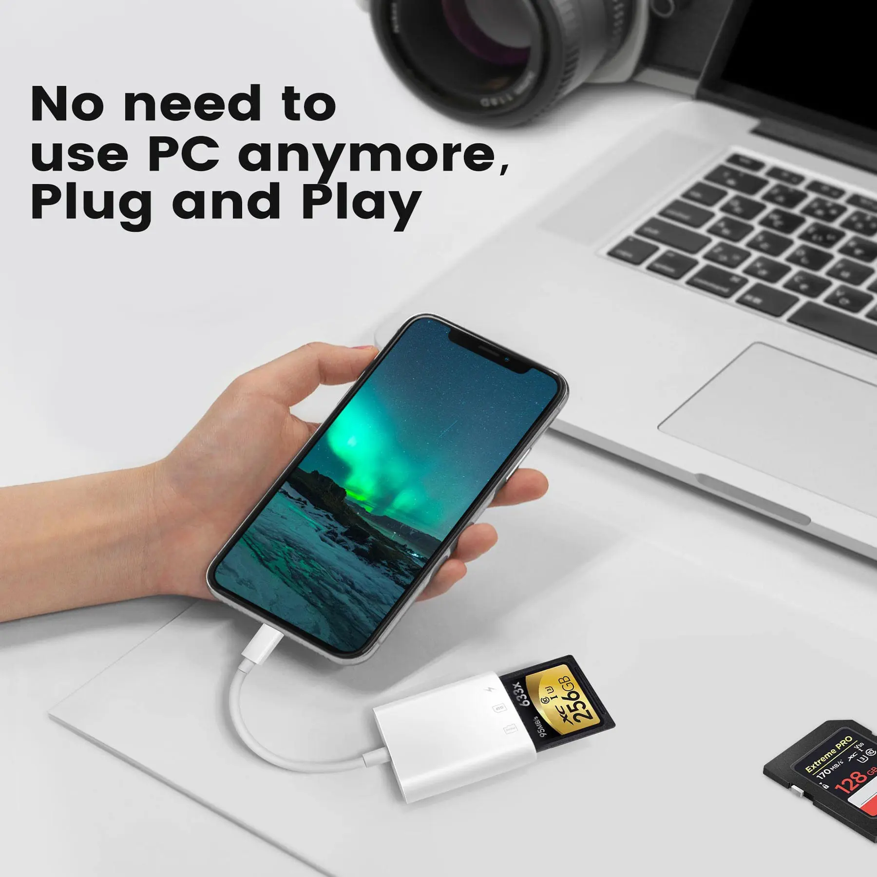 SD Card Reader For iPhone iPad,Oyuiasle Trail Game Camera Type-C TF CF SD Card Reader OTG Writer Photography Memory Card Adapter
