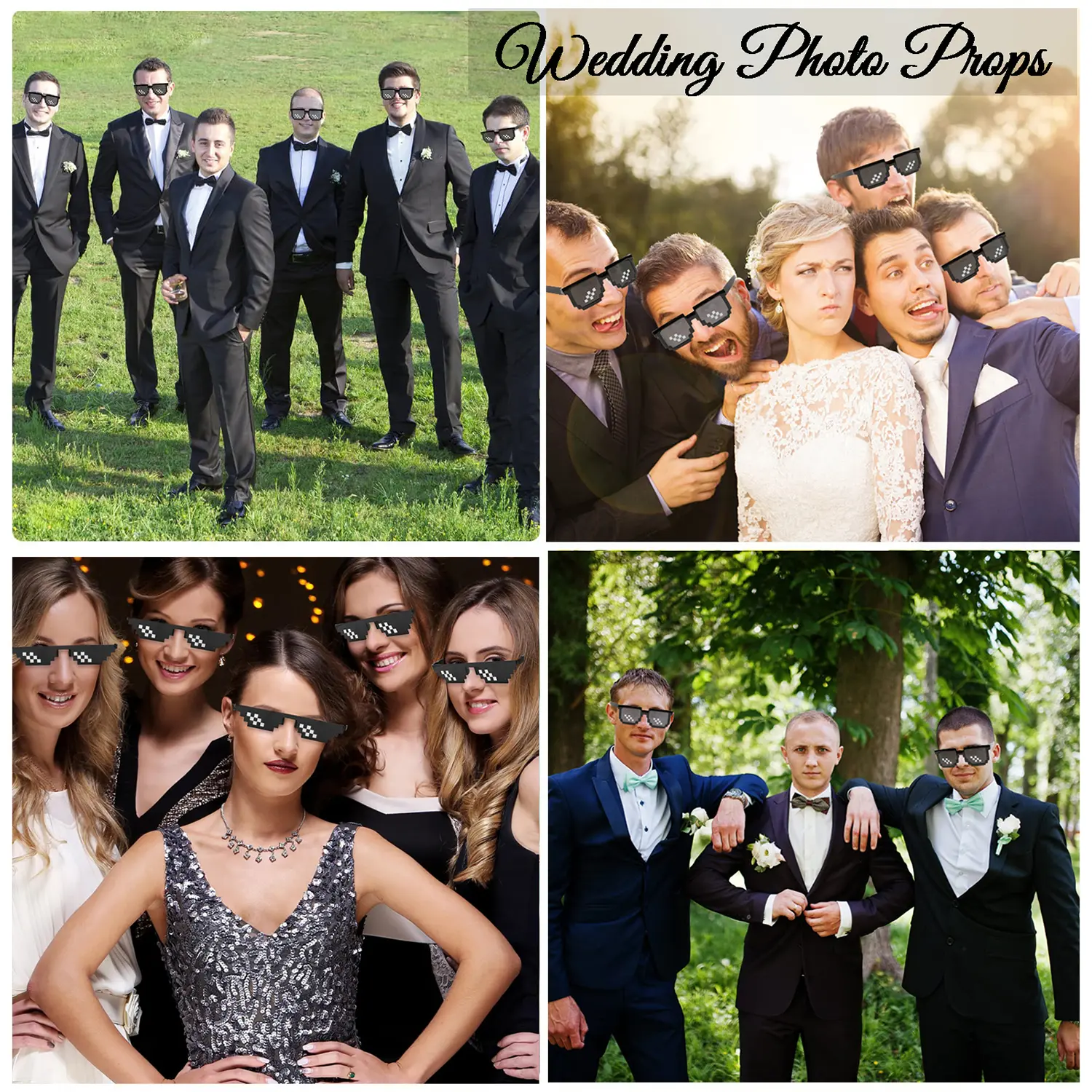 12-80Pcs Mosaic Sunglasses Thug Life Party Sunglasses Multicolor Pixel Glasses Bachelor Party Decor Fun Glasses for Party Favors