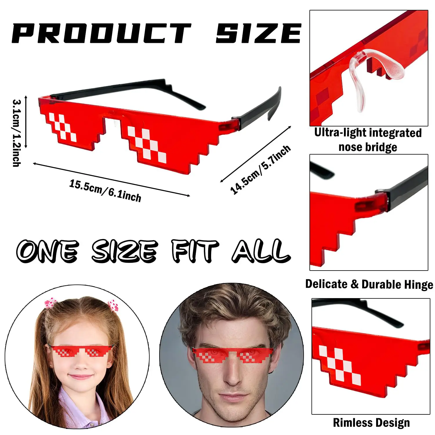 12-80Pcs Mosaic Sunglasses Thug Life Party Sunglasses Multicolor Pixel Glasses Bachelor Party Decor Fun Glasses for Party Favors