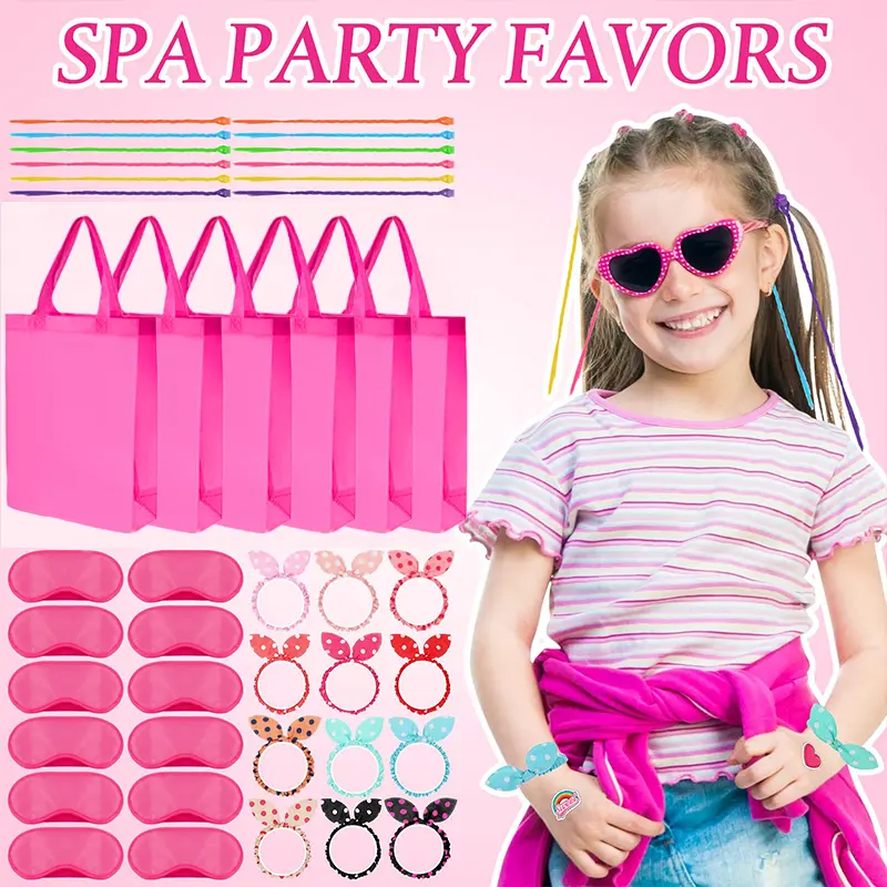 60/120Pcs Spa Party Supplies Favors for Girls Kids Birthday Hot Pink Party Favors School Supplies for Girls Kids Slumber Party