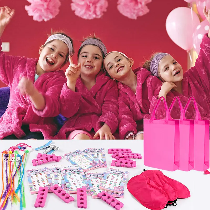 60/120Pcs Spa Party Supplies Favors for Girls Kids Birthday Hot Pink Party Favors School Supplies for Girls Kids Slumber Party