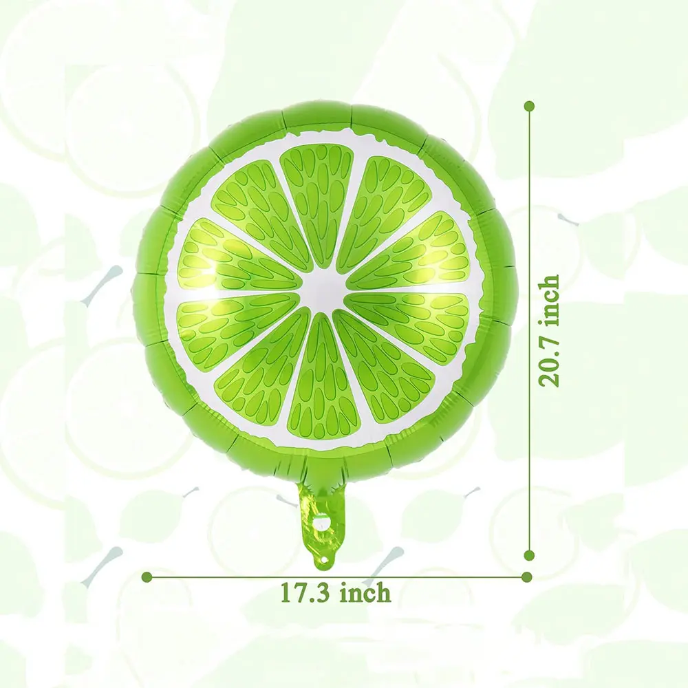 10Pcs Fruit Lime Balloon Large Round Green Lemon Foil Ballon for Summer Thanksgiving Harvest Fall Autumn Fruit Theme Party Decor