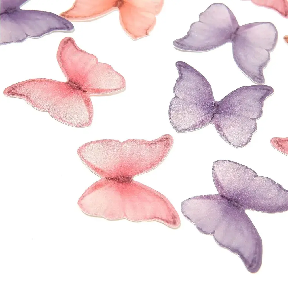 48Pcs Wafer Paper Butterflies for Cake Decor 3D Butterfly Cupcake Toppers Wedding Birthday Baby Shower Party Decoration Supplies