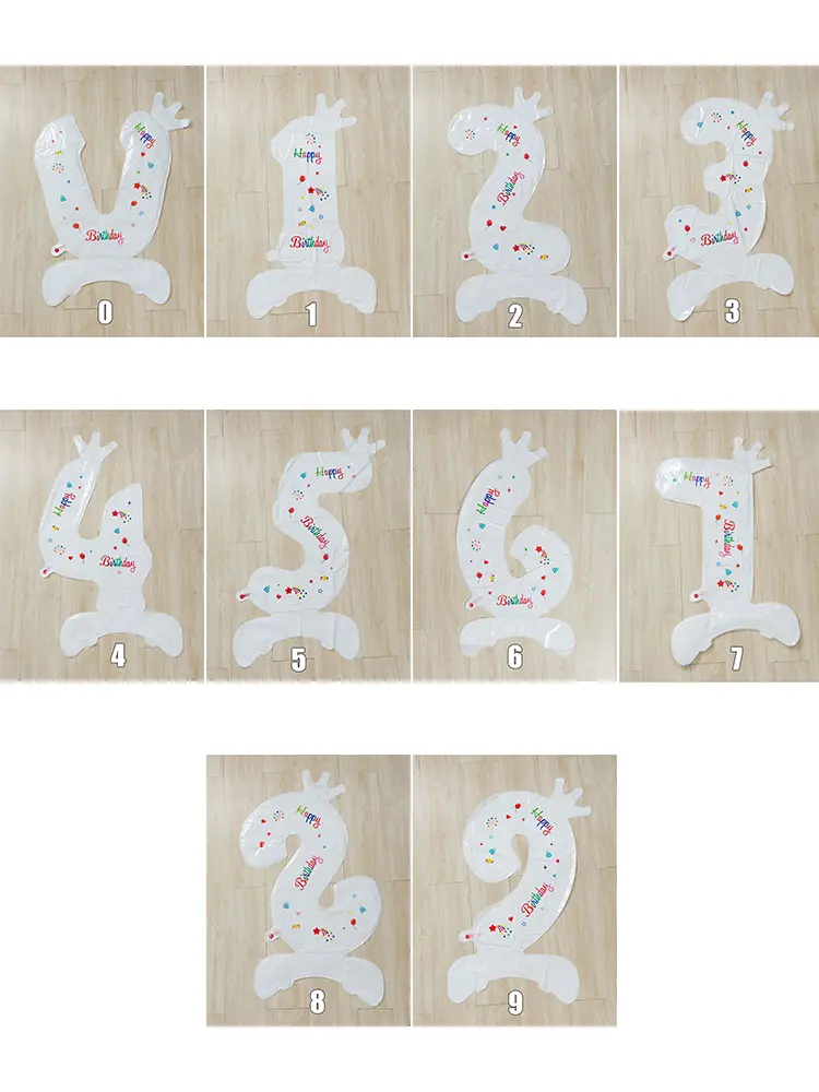 32 Inch White Number Stand 0-9 Shape Balloons Aluminum Film Birthday Party Decor Kid Toy Anniversary Balloons