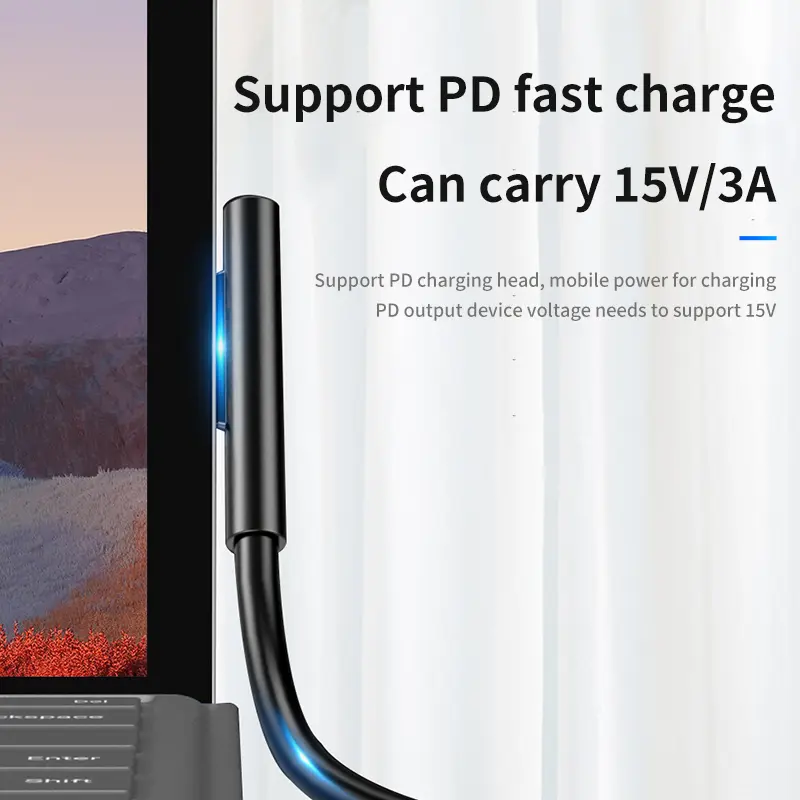 USB C Power Supply Charger 65W 15V 3A Adapter for Microsoft Surface Pro X 8 7 6 5 4 3 Type C PD Tablet Fast Charging Plug