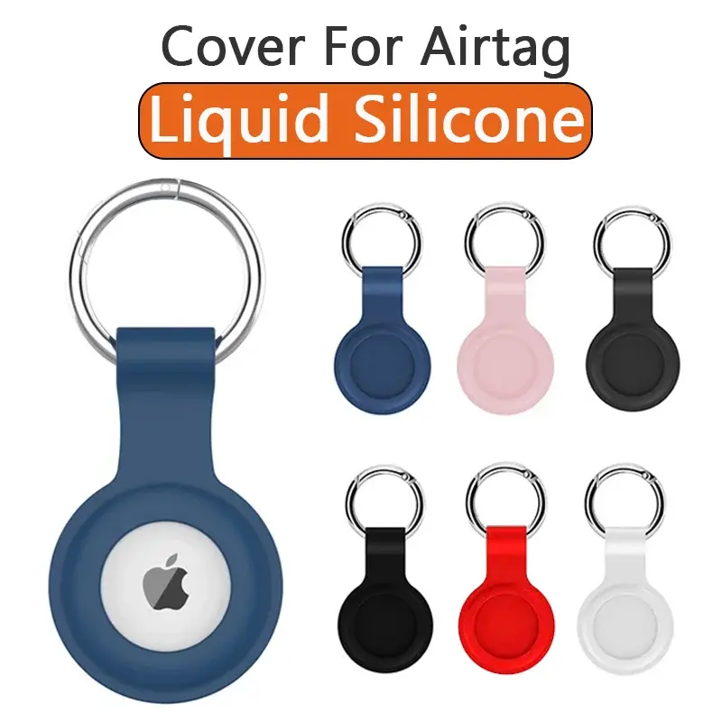 Liquid Silicone Protective Case Cover For Apple Airtags Anti Scratch Sleeve Keychain Tracker Accessory Shell Holder