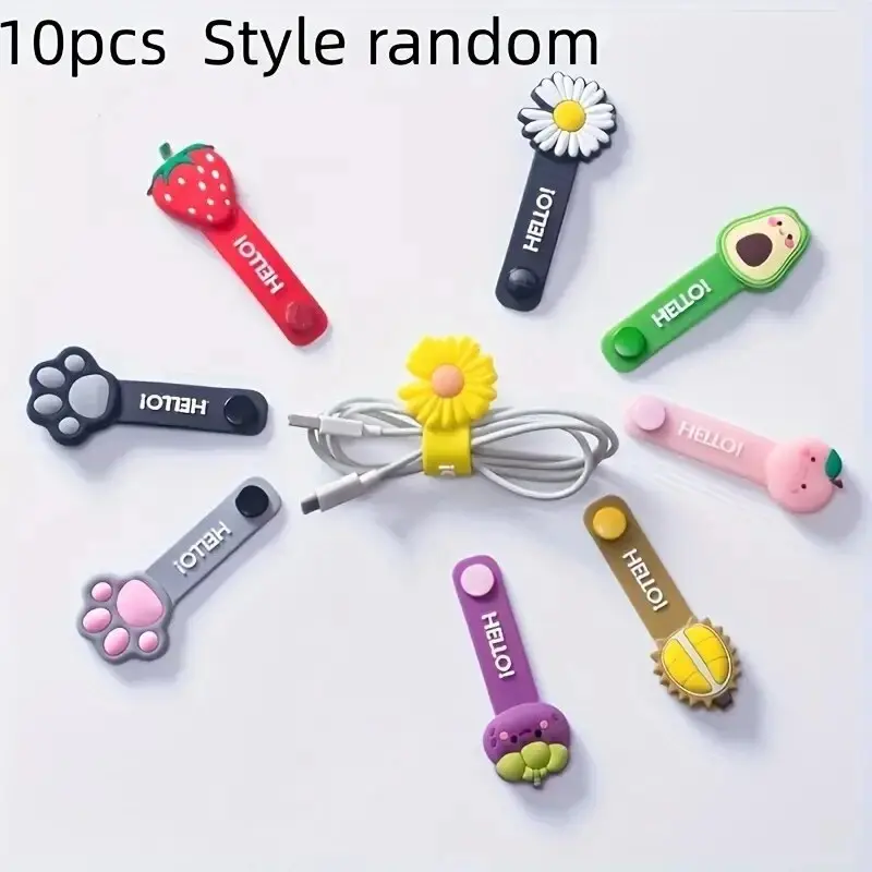 10PC Hot Headset Silicone Multifunction Data Line Storage Winder Cable Protector Cute Cartoon Cord Protector