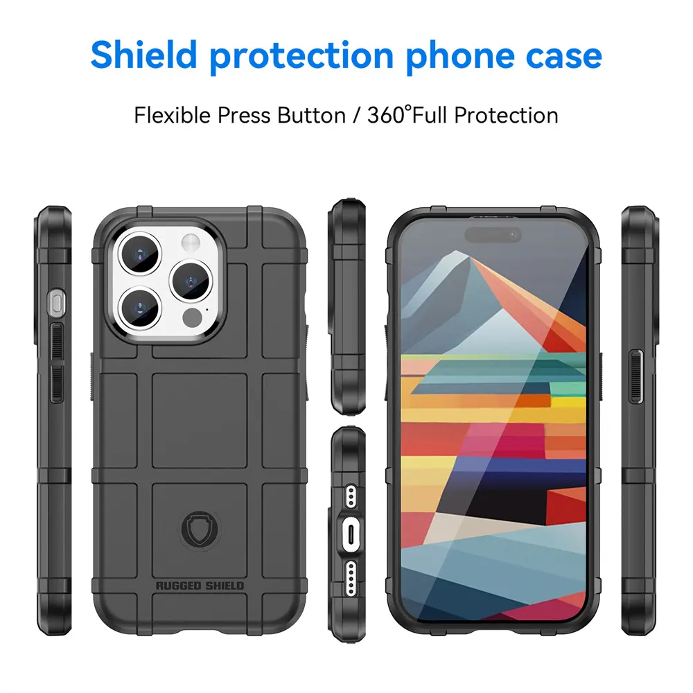 For Apple iPhone 15 Pro Max 14 13 12 11 Rugged Shield Bumper Case Protective Shell TPU Phone Cover Armor X Xs Xr 7 8 Plus 6 6s