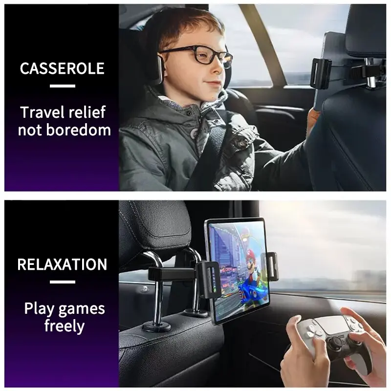 Telescopic Car Phone Holder for Rear Row Tablet Holder Anti Shake Tablet Mount Universal Auto Phone Stand for 4-12.9 Inch iPad