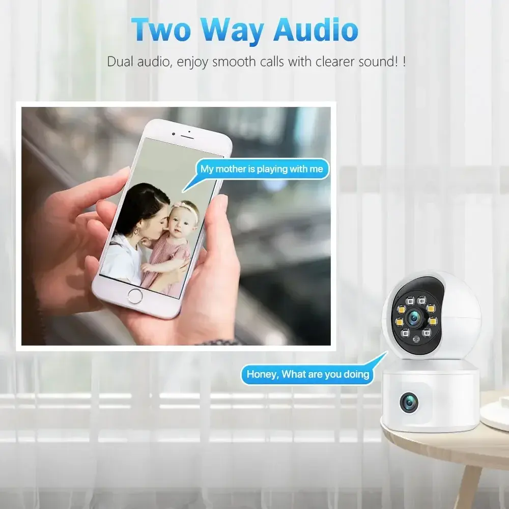 6MP Home Security Dual Lens IP Camera WiFi PTZ Auto Tracking CCTV Surveillance Baby Monitor iCsee Video For Smartphones