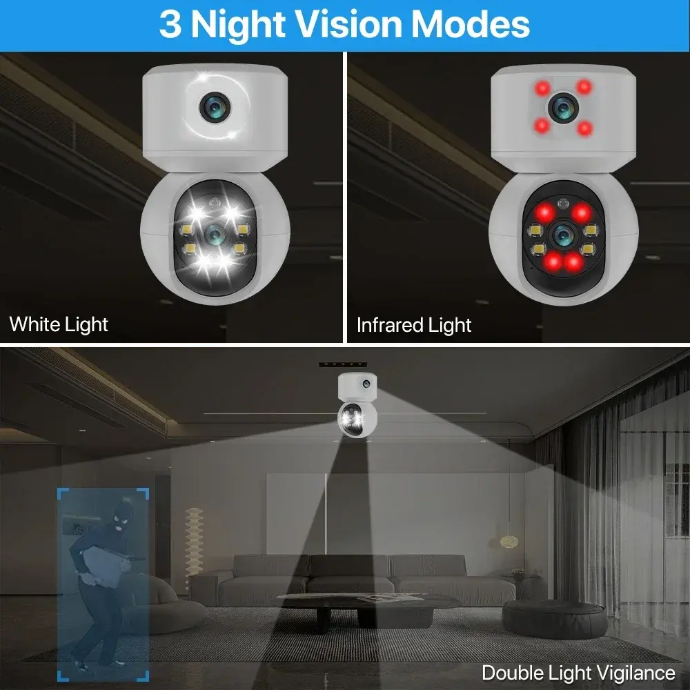 6MP Home Security Dual Lens IP Camera WiFi PTZ Auto Tracking CCTV Surveillance Baby Monitor iCsee Video For Smartphones