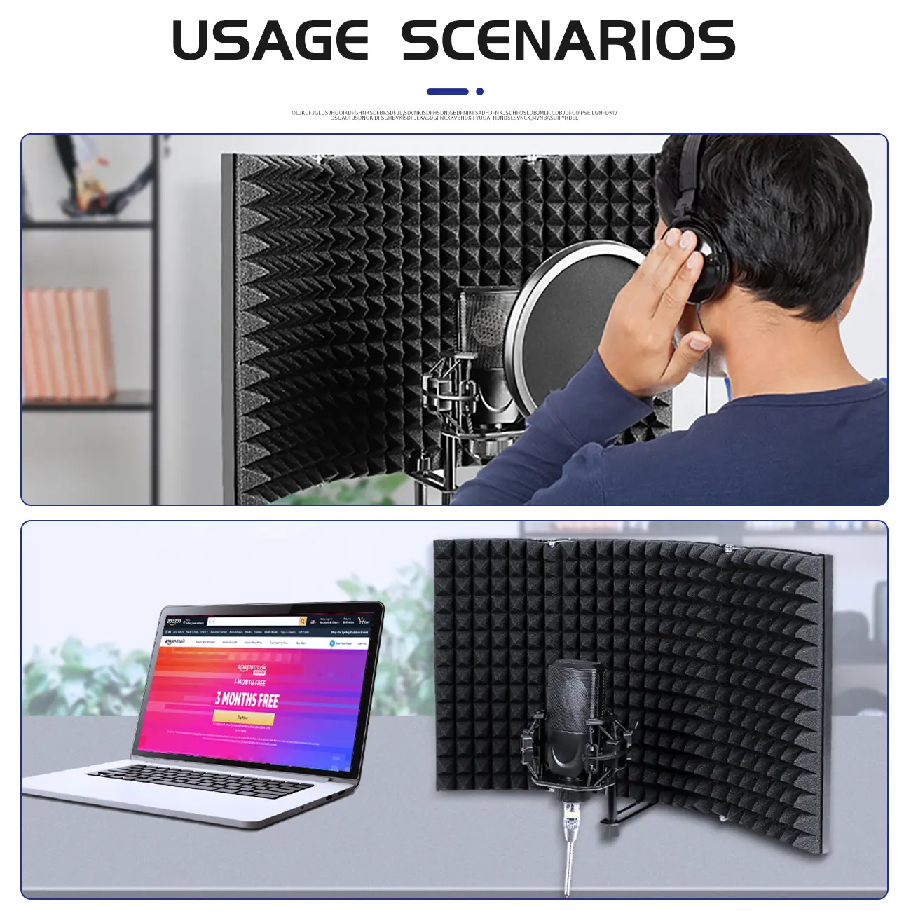 Adjustable 3/5 Panel  Microphone Isolation Shield Foldable Studio Recording Mic Filter Mic Sponge Soundproof Shield
