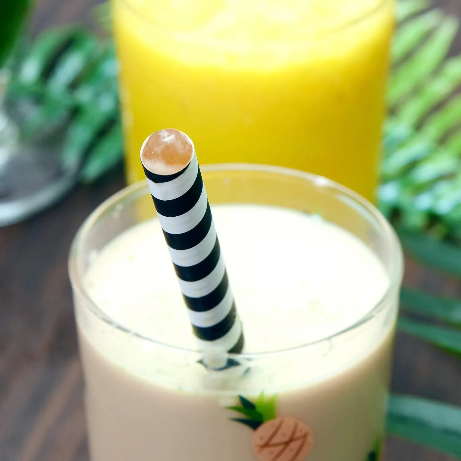 Paper Boba Straws, 4-Layer Heavy Duty, 12mm Extra Wide Biodegradable Striped Jumbo Smoothie Straws for Bubble Tea, Pack of 50