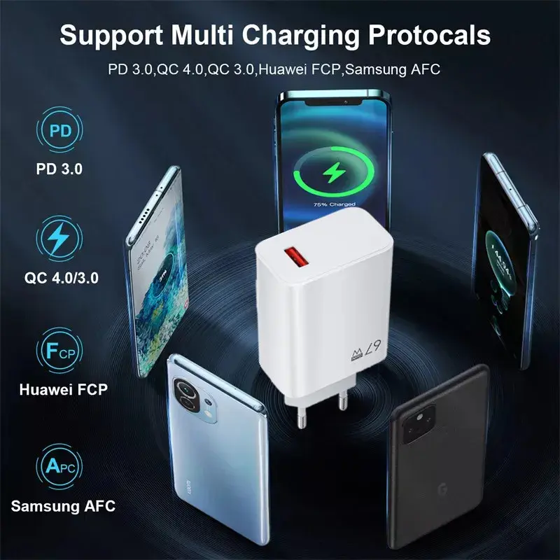 For Xiaomi Original 67W USB Super Fast Charger Power Adapter Mi 12 11 6A Type C Cable POCO X5 X4 Pro Redmi Note 9 10 11 Charging