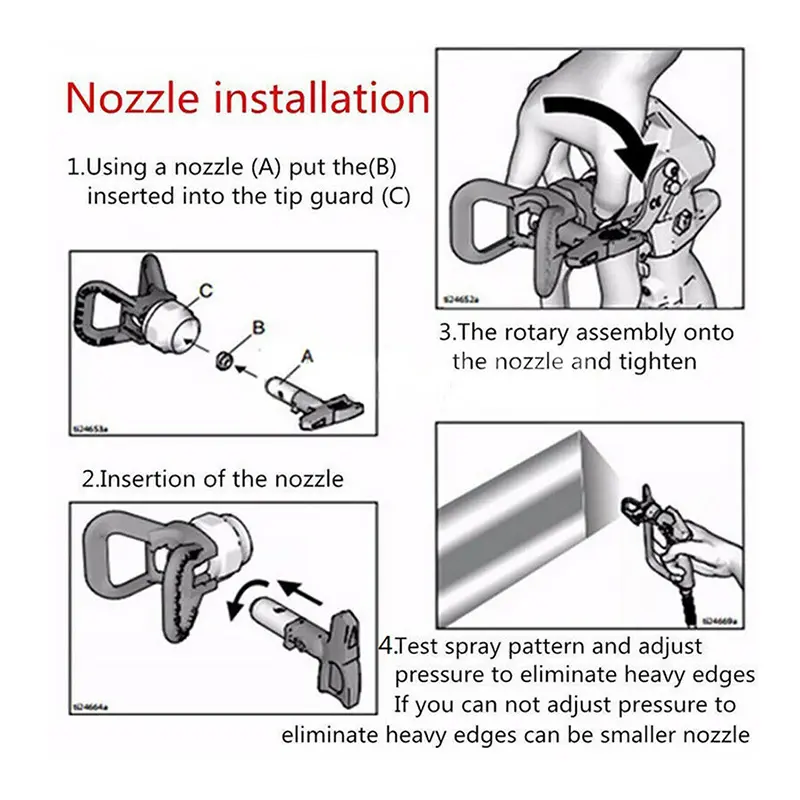 LP Set Airless Tips Nozzle 1-6 Series Low Pressure With 7/8 Nozzle Guard For Titan/Wagner Airless Paint Spray Sprayer Gun tools