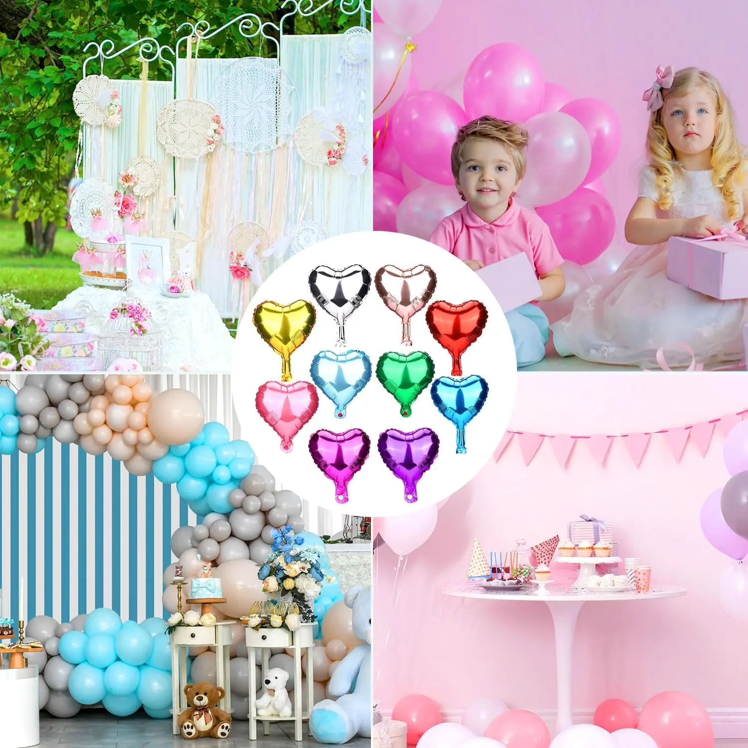 50pcs 10inch heart love aluminum foil balloon baby shower child birthday party wedding decor supplies air balloons Globos