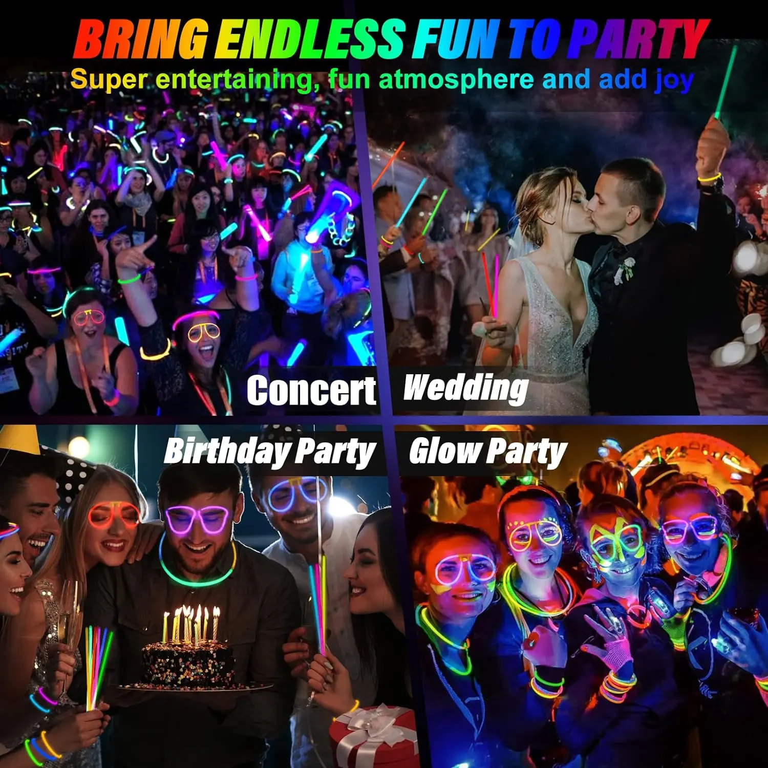 100-1000Pcs Fluorescent Sticks Glow in the Dark Sticks Luminous Sticks Glow Necklaces and Bracelets for Neon Party Supplies