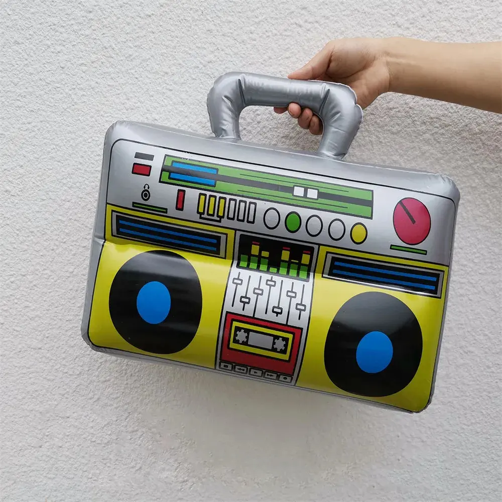 Inflatable Radio Boombox Inflatable Microphones 80s 90s Theme Party Decorations Props Hip Hop Theme Disco Birthday Party