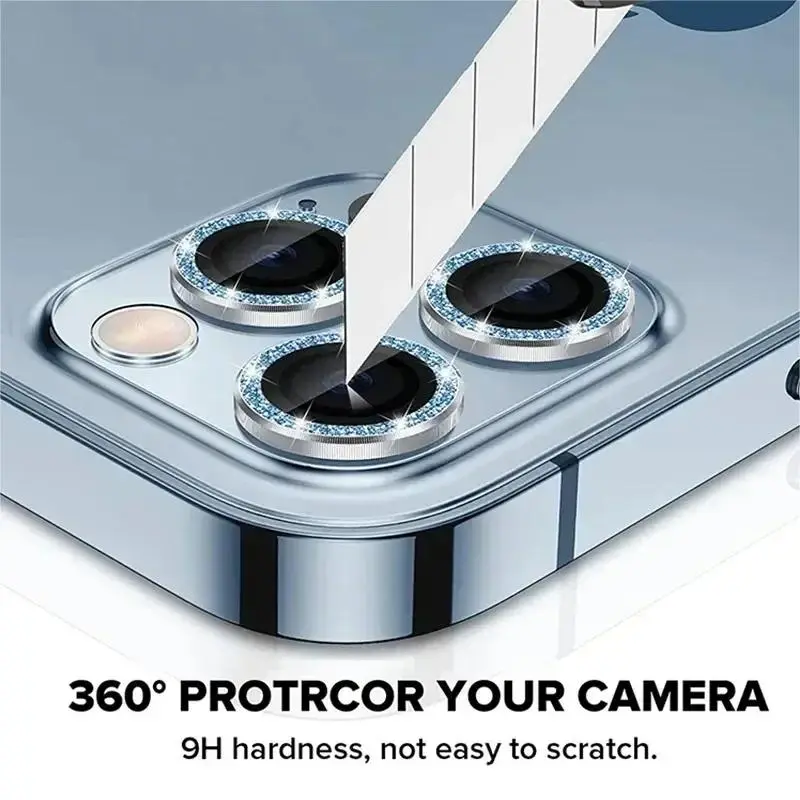 2-3pcs for iPhone 15 14 13 12 11 Pro Max Brick Inlaid Silver High-definition Scratch Resistant Lens Protection Rear Cover Camera
