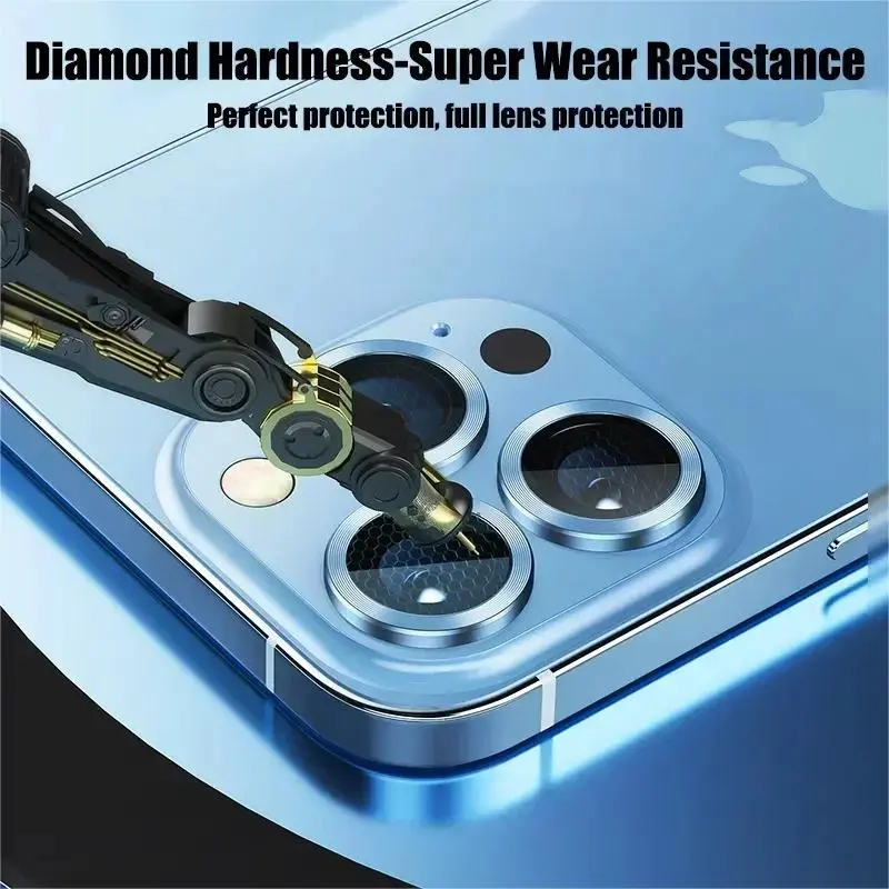 2-3pcs for iPhone 15 14 13 12 11 Pro Max Brick Inlaid Silver High-definition Scratch Resistant Lens Protection Rear Cover Camera