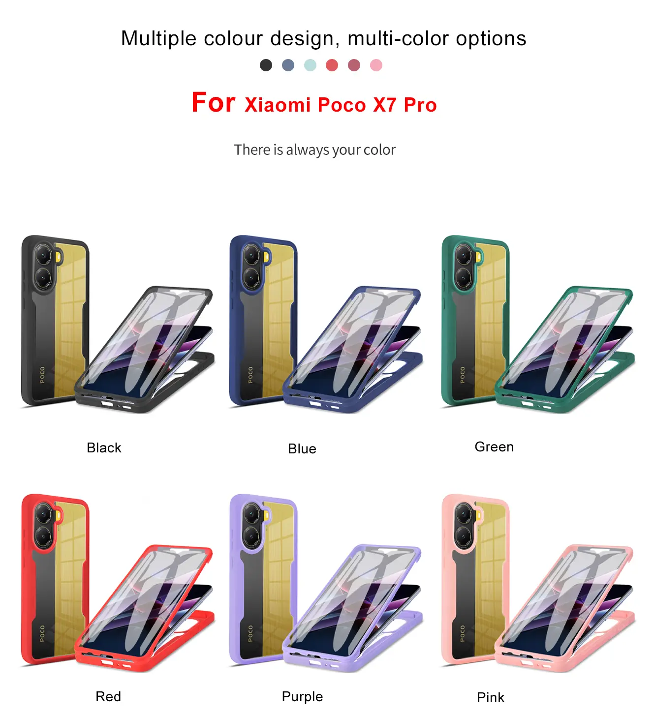 For XIAOMI POCO X7 Pro 360 Phone Case Full Coverage Protection Screen Protector Camera Lens Bumper Shell Funda