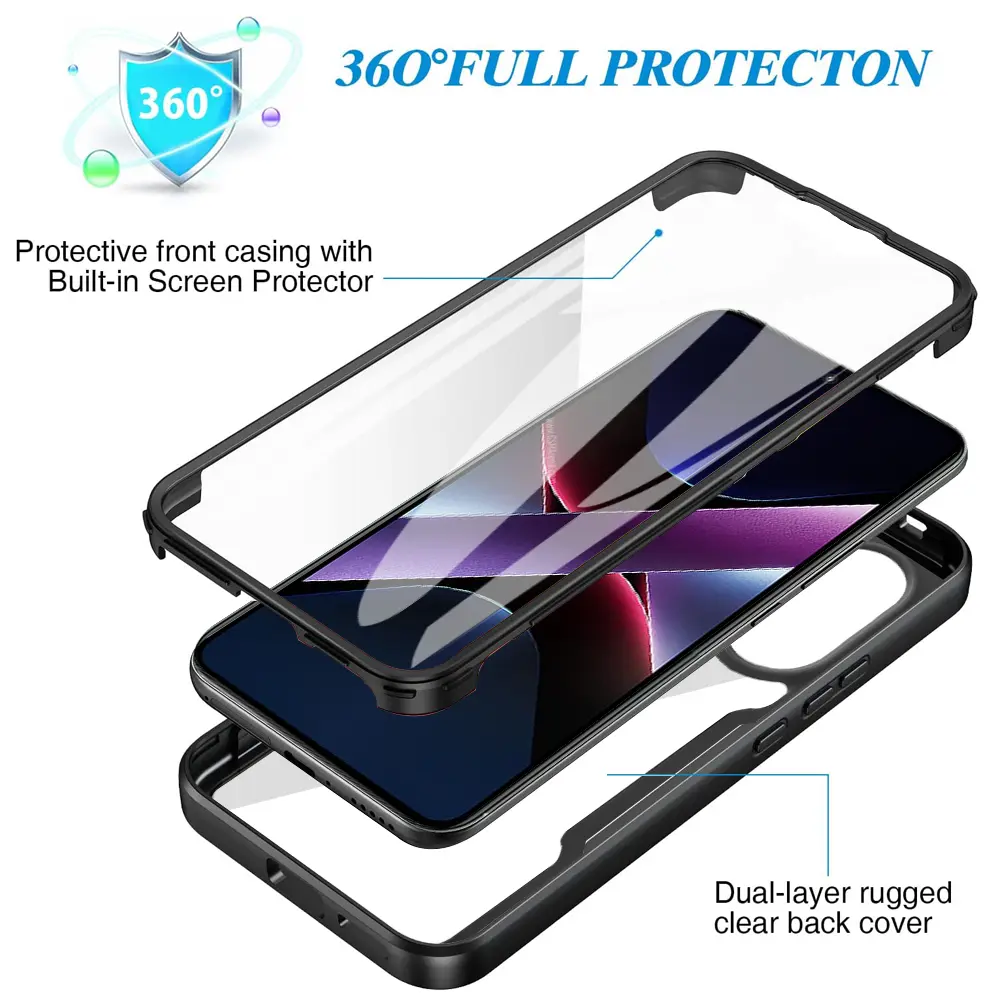 For XIAOMI POCO X7 Pro 360 Phone Case Full Coverage Protection Screen Protector Camera Lens Bumper Shell Funda