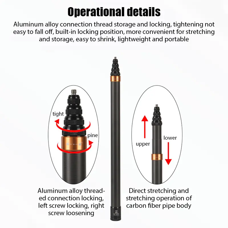 290CM Carbon Fiber Invisible Extended Edition Selfie Stick for Insta360 X3 GO 3 Action 4 Accessories for GoPro Selfie Stick